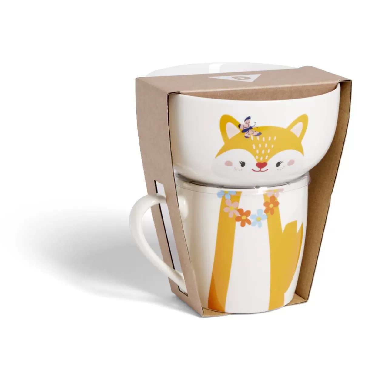 Gifi Ensemble bol et mug en porcelaine motif enfant motif renard H15cm< Vaisselle Et Accessoires De Table