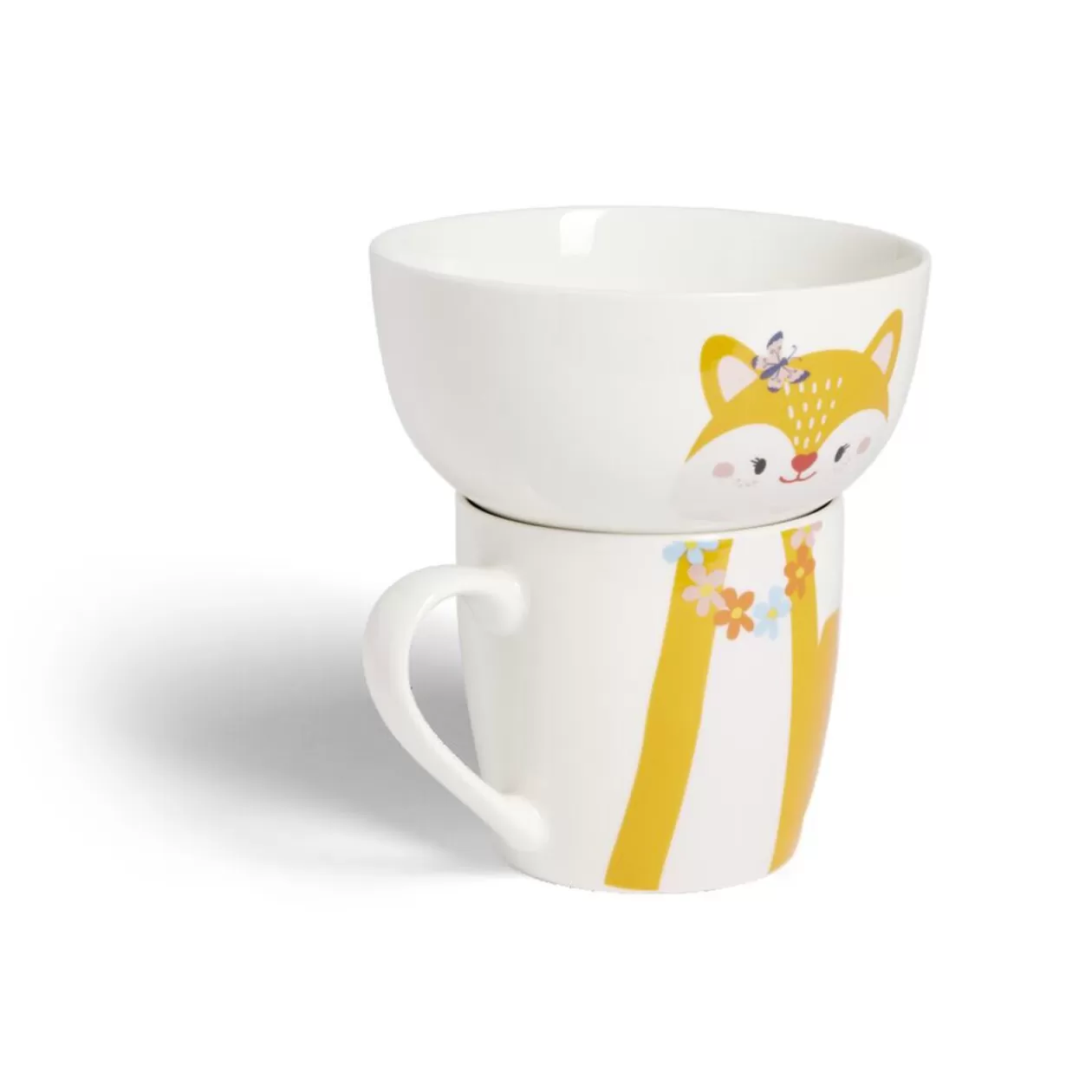 Gifi Ensemble bol et mug en porcelaine motif enfant motif renard H15cm< Vaisselle Et Accessoires De Table