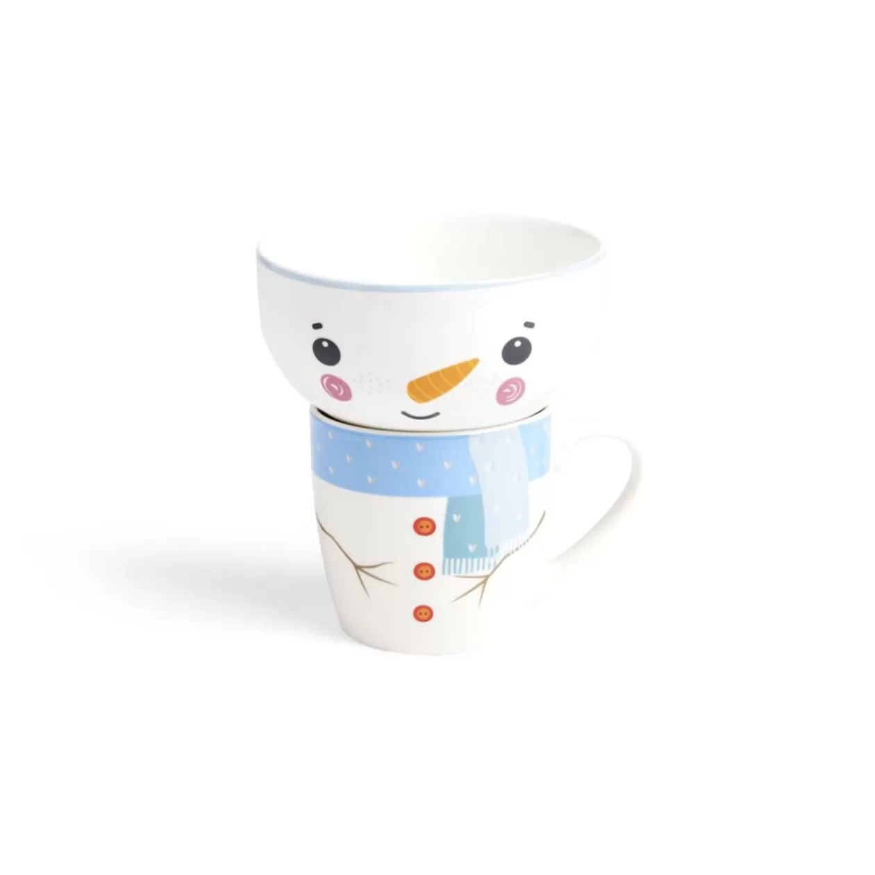 Ensemble mug 355ml avec bol 520ml porcelaine motif bonhomme de neige>Gifi Cheap