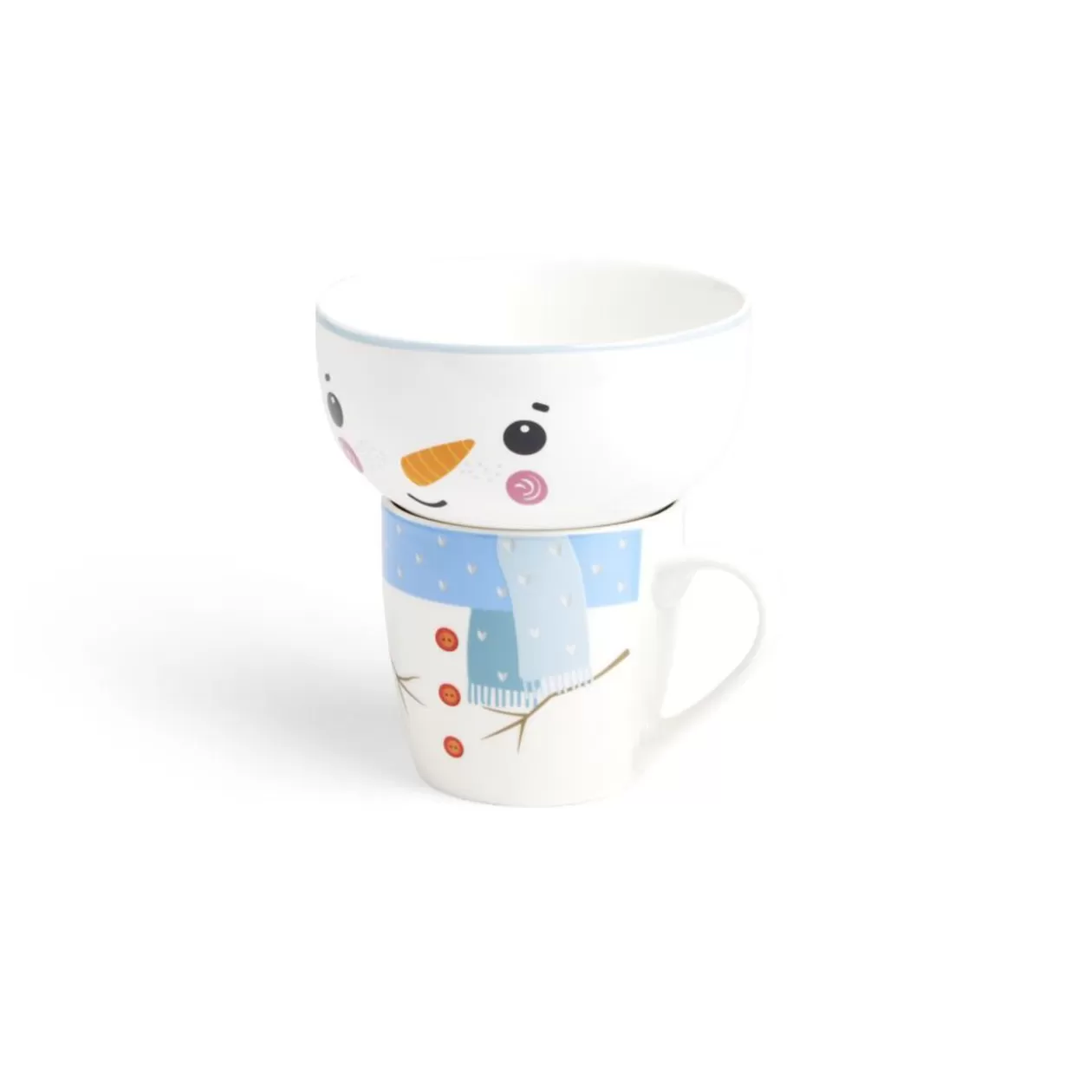 Ensemble mug 355ml avec bol 520ml porcelaine motif bonhomme de neige>Gifi Cheap