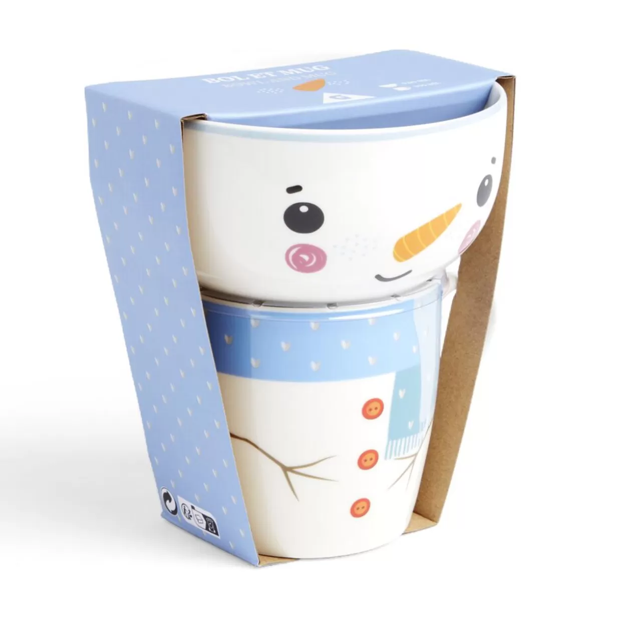 Ensemble mug 355ml avec bol 520ml porcelaine motif bonhomme de neige>Gifi Cheap