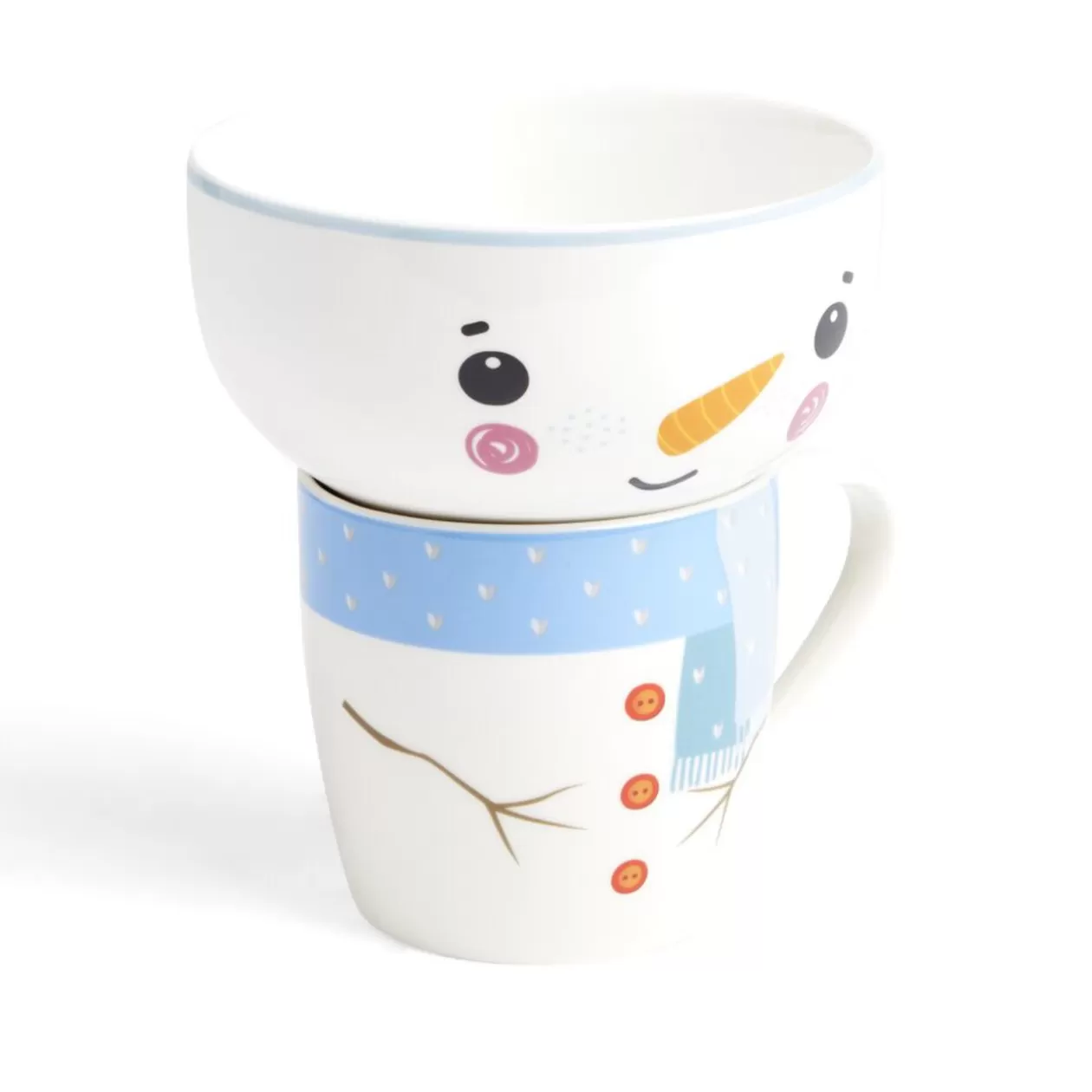 Ensemble mug 355ml avec bol 520ml porcelaine motif bonhomme de neige>Gifi Cheap