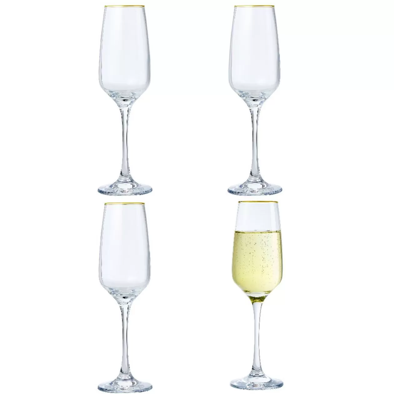 Flûte à champagne bord doré 19,5cl x4>Gifi Flash Sale