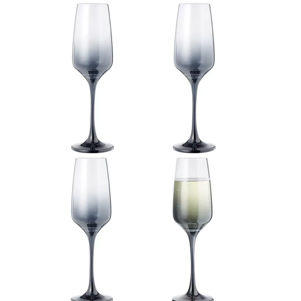 Flûte à champagne fumé noir 19,5cl x4>Gifi Fashion
