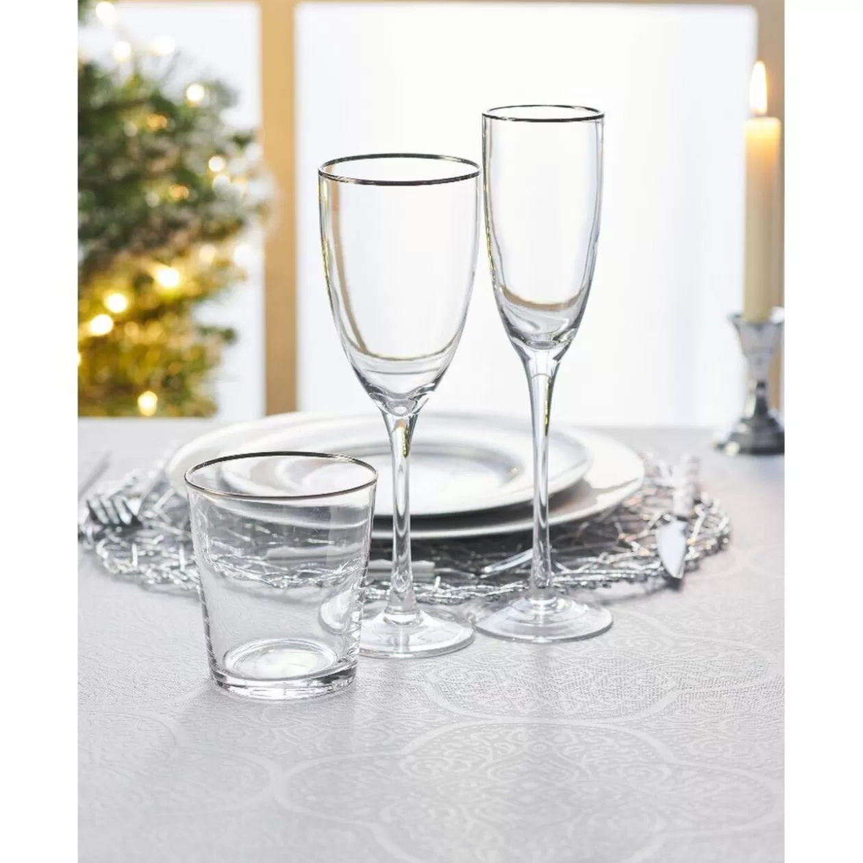 Flûte avec filet argenté en verre>Gifi Cheap