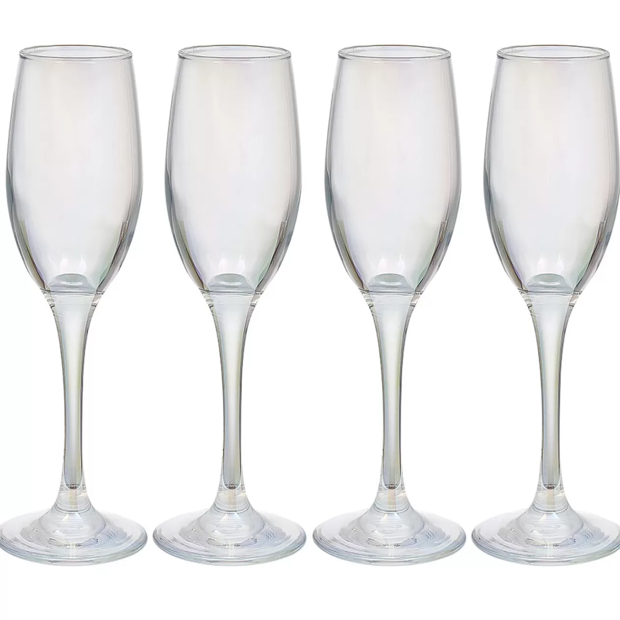 Flûte en verre transparent irisé x4>Gifi Clearance
