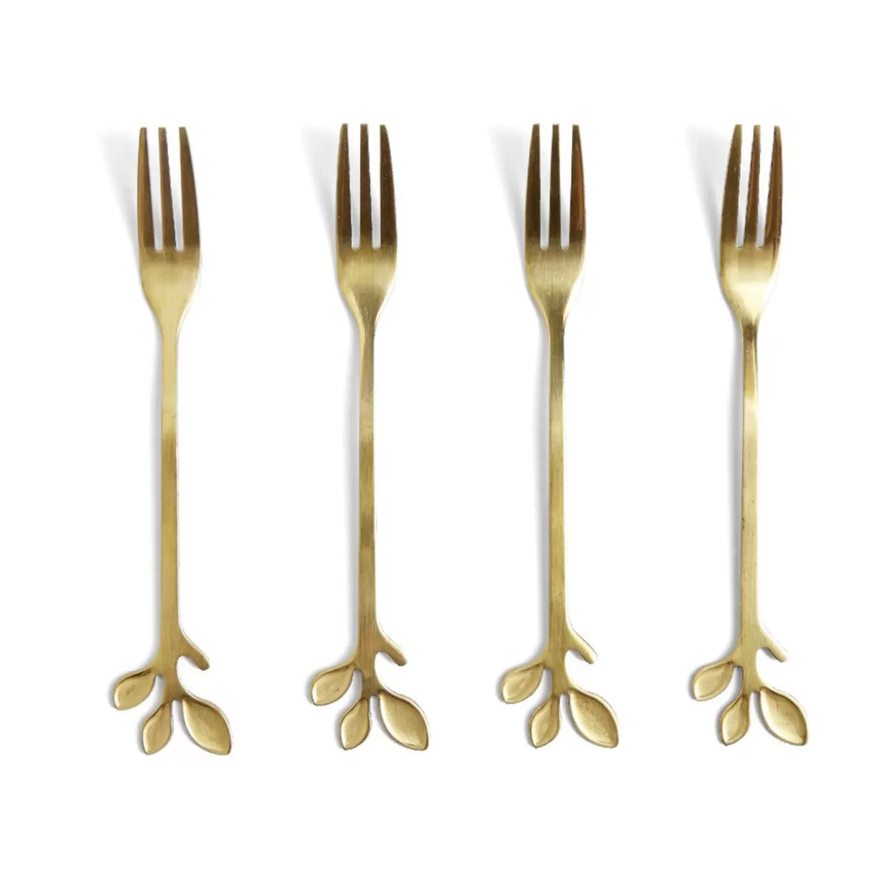 Gifi Fourchette à dessert x4 design feuille inox doré L15cm< Vaisselle Et Accessoires De Table