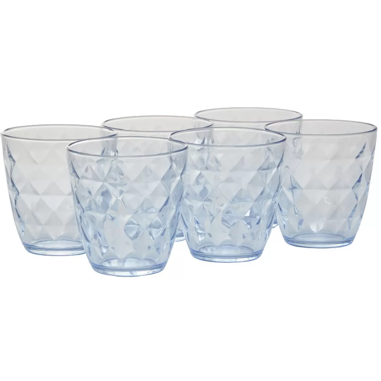 Gifi Gobelet en verre Agathe motif relief diamant transparent bleu x6< Vaisselle Et Accessoires De Table