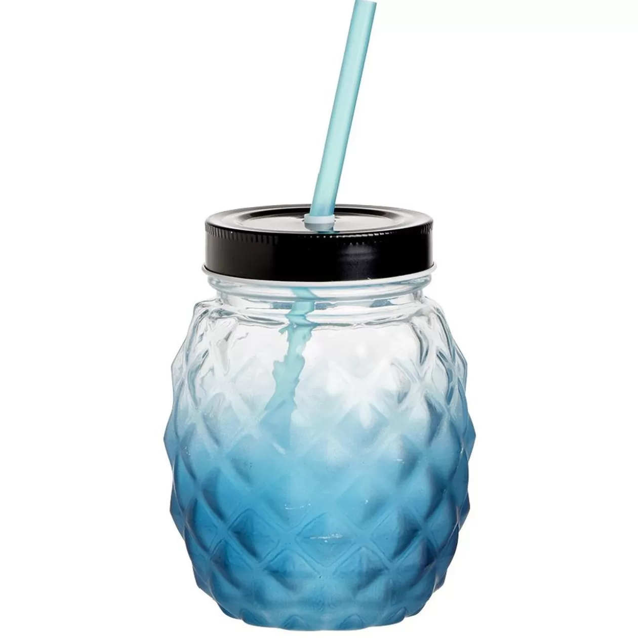 Gobelet en verre forme ananas avec paille et couvercle Ø9,5xH12,5cm>Gifi Online