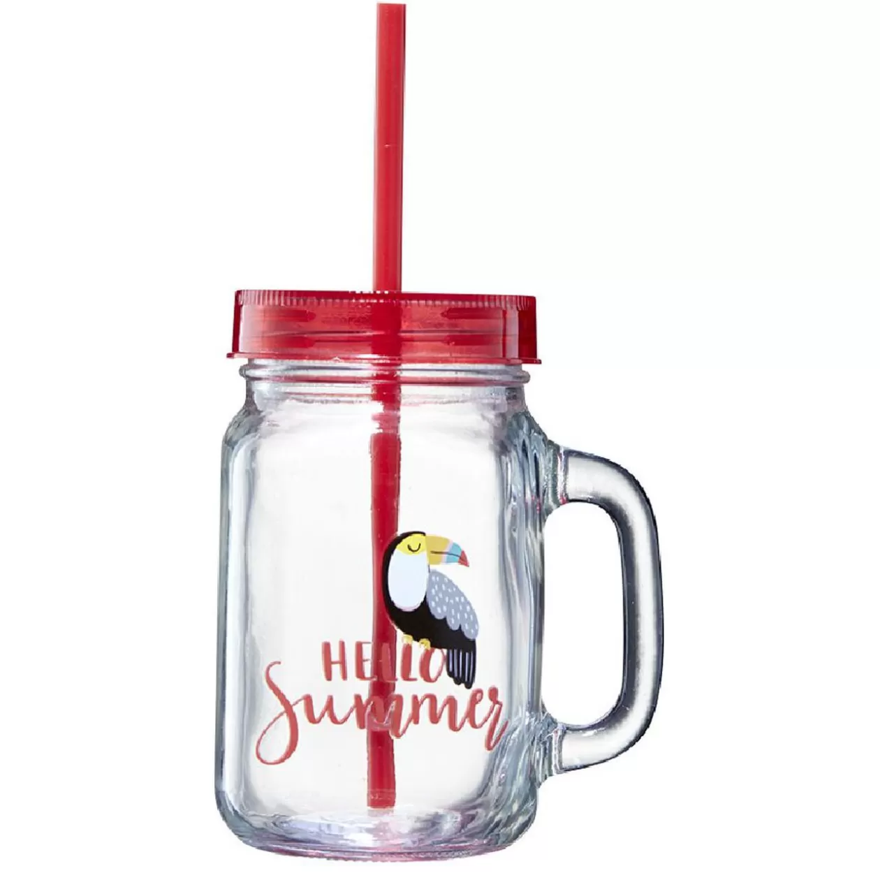 Gobelet en verre motif exotique avec paille 480 ml>Gifi Cheap