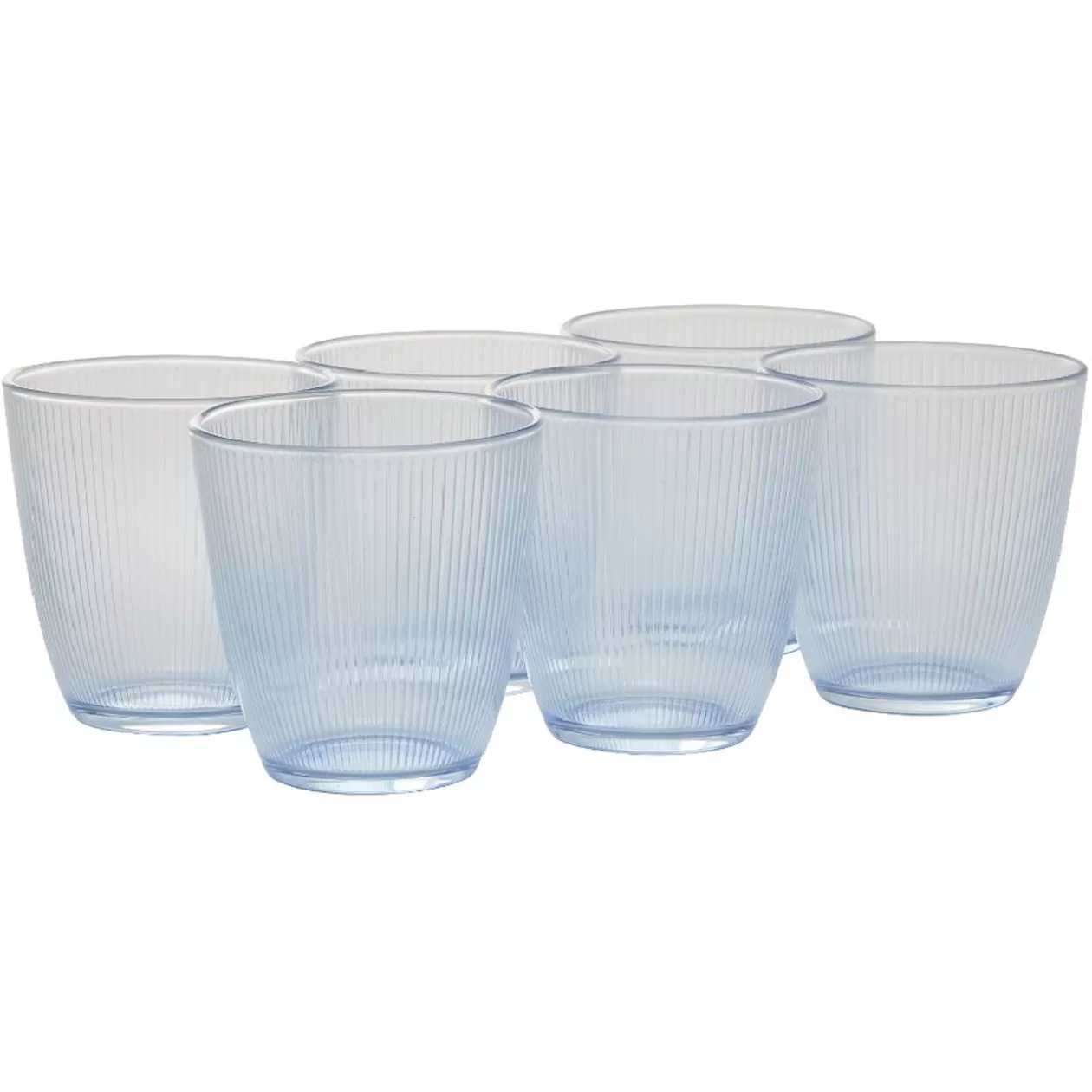 Gifi Gobelet en verre Nina motif relief rainuré transparent bleu 25 cl x6< Vaisselle Et Accessoires De Table