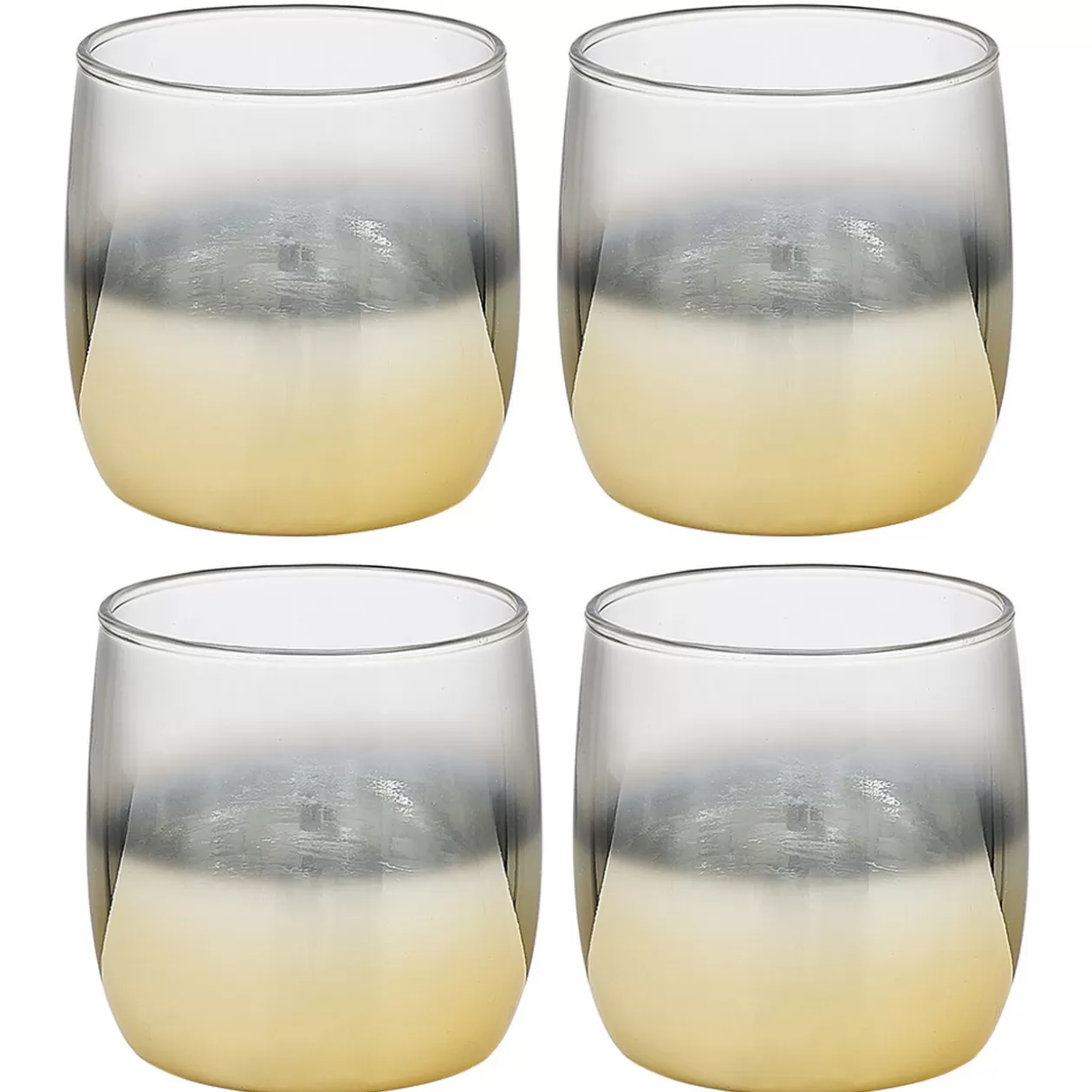 Gobelet en verre transparent pied doré x4>Gifi Flash Sale
