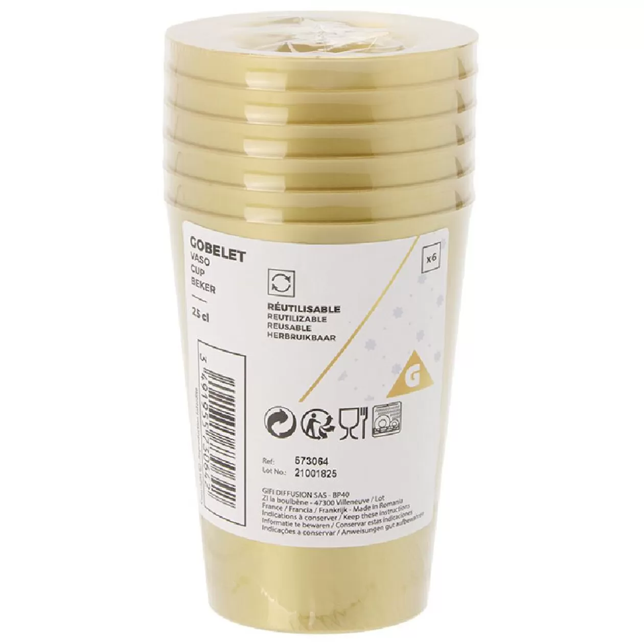 Gobelet réutilisable doré x6>Gifi Hot