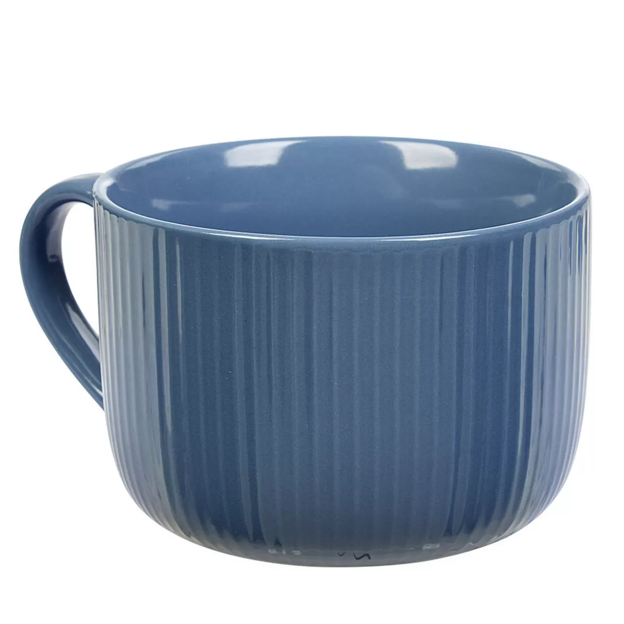 Jumbo en porcelaine 45 cl bleu avec rainures verticales en relief>Gifi Hot