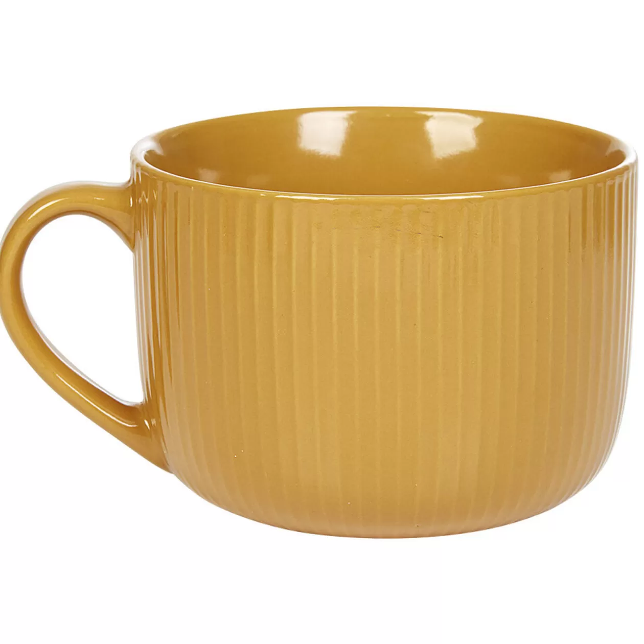 Jumbo en porcelaine 45 cl jaune moutarde rainures verticales en relief>Gifi Sale