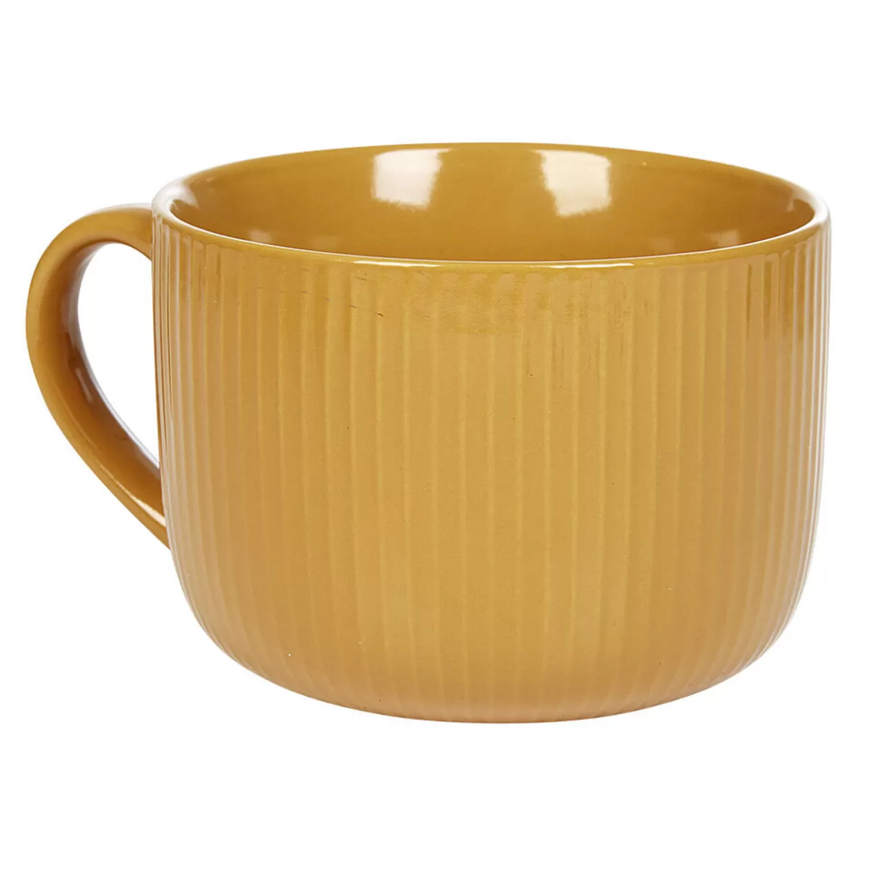 Jumbo en porcelaine 45 cl jaune moutarde rainures verticales en relief>Gifi Sale