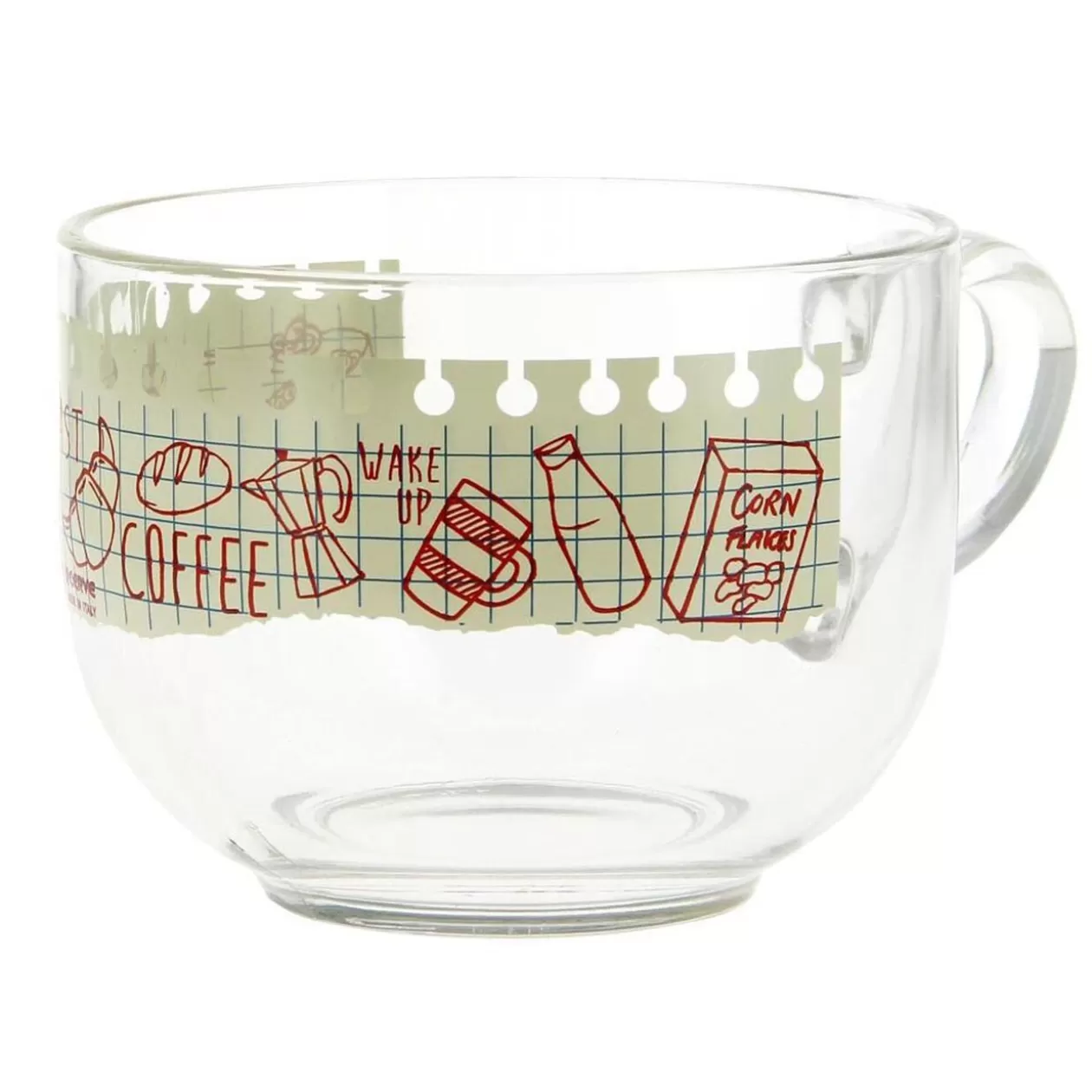 Jumbo en verre 70 cl transparent motif bloc note petit déjeuner>Gifi Sale