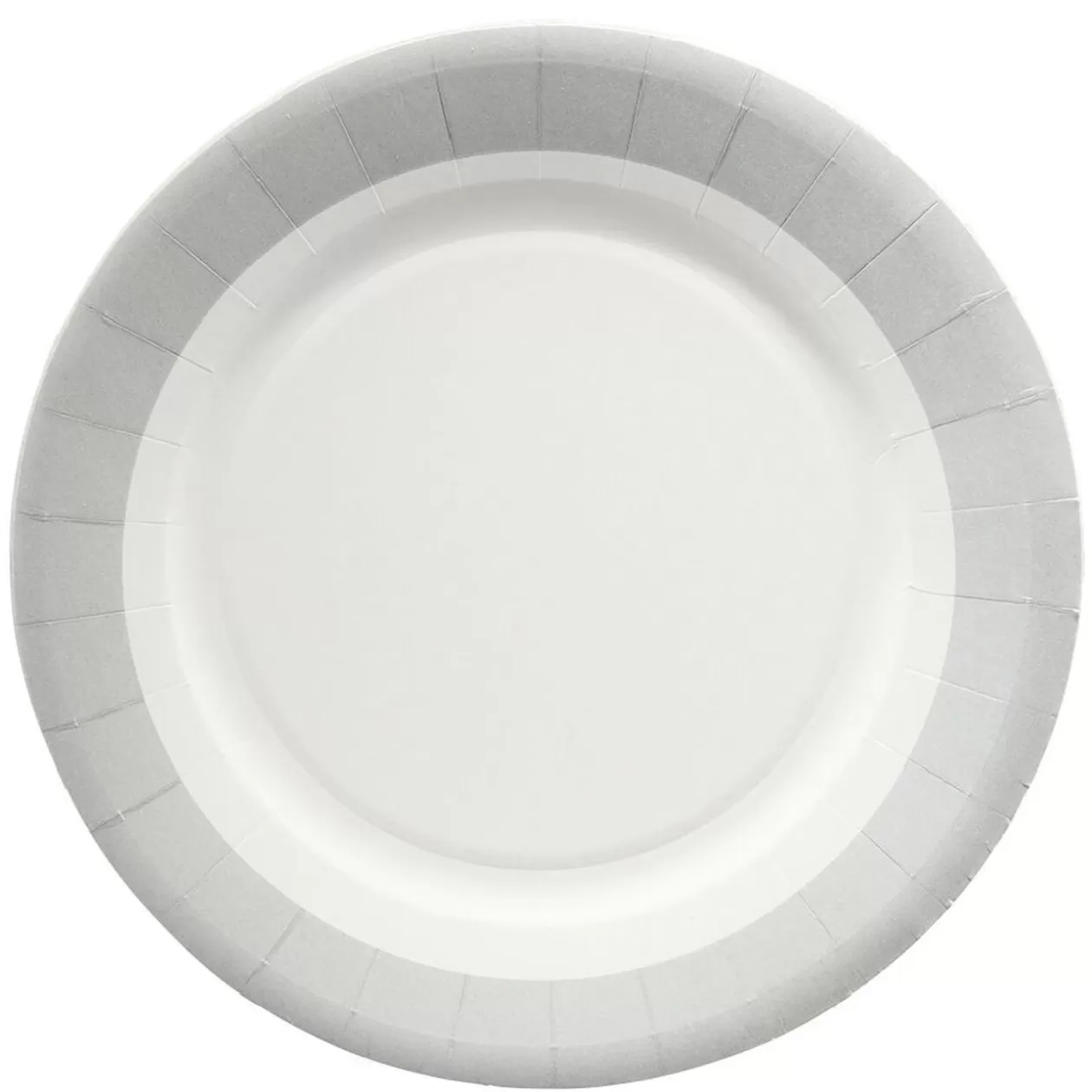 Lot de 10 assiettes en carton Ø18 cm à bord gris>Gifi Outlet