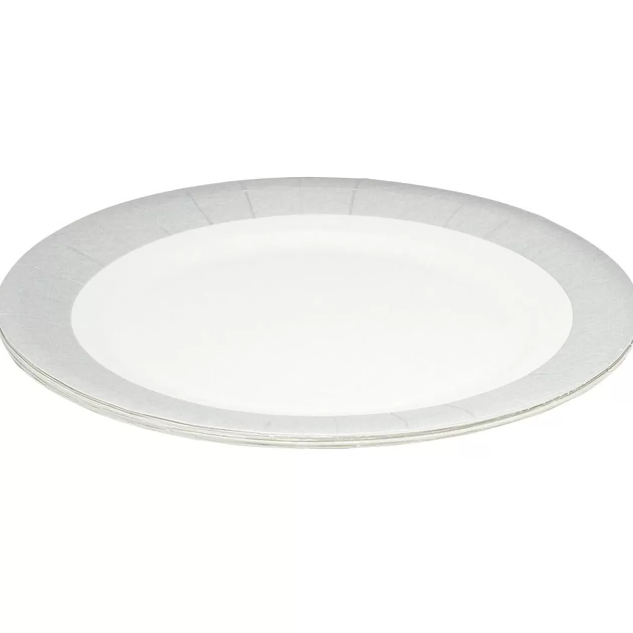 Lot de 10 assiettes en carton Ø18 cm à bord gris>Gifi Outlet