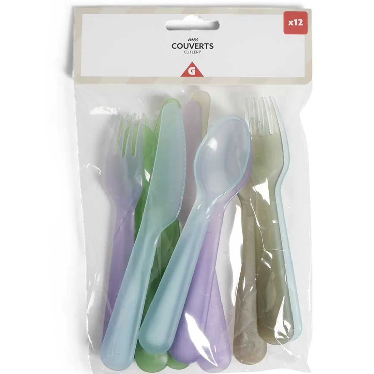 Lot de 12 couverts pour enfant plastique coloré>Gifi Store