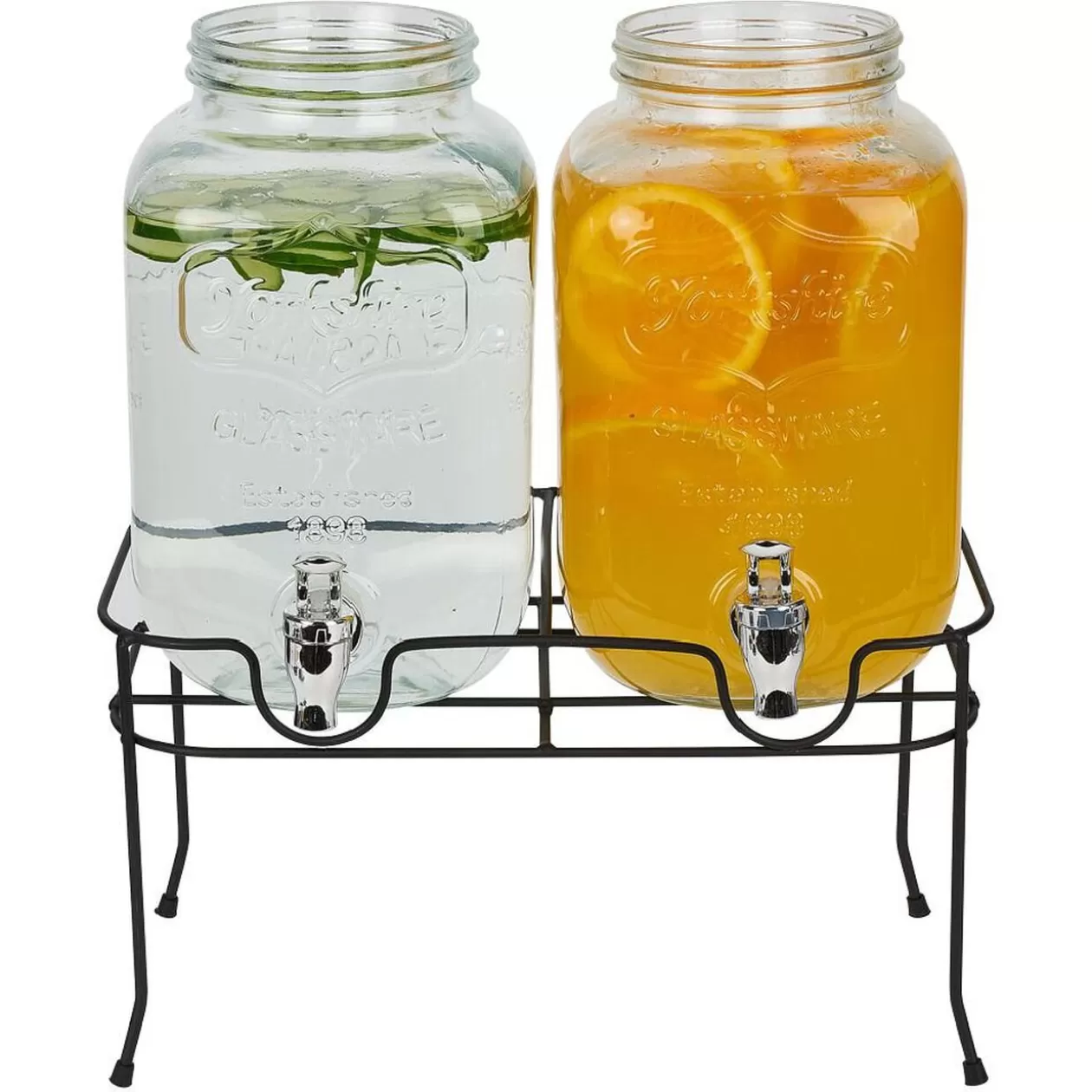Gifi Lot de 2 distributeurs de boisson 4L avec support en métal< Vaisselle Et Accessoires De Table