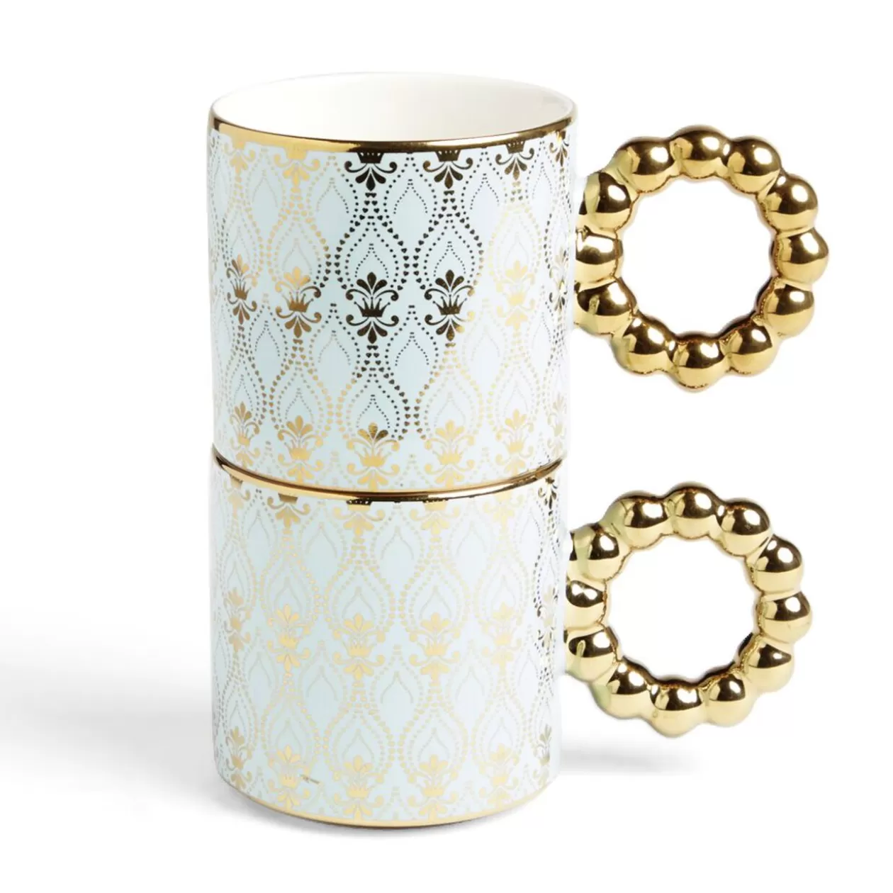 Lot de 2 mugs 30cl design chic bleu clair et doré>Gifi Flash Sale