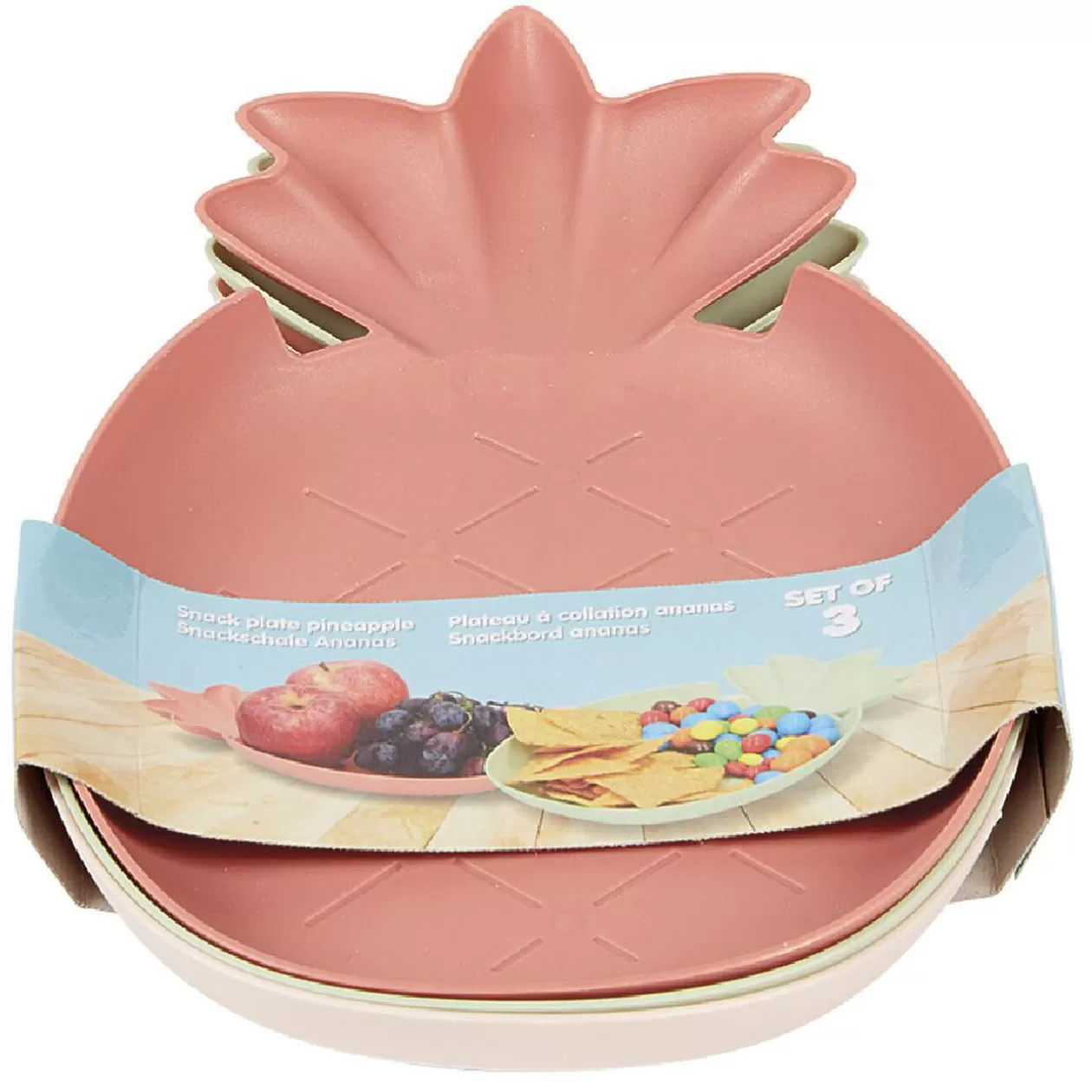 Lot de 3 assiettes plates en plastique forme ananas>Gifi Store