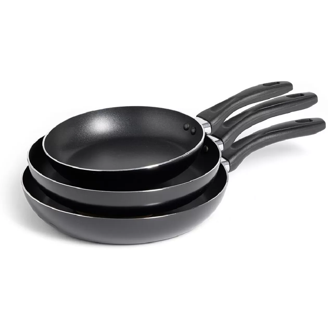 Gifi Lot de 3 poêles tous feux sauf induction aluminium noir Ø20/24/26cm< Cuisson