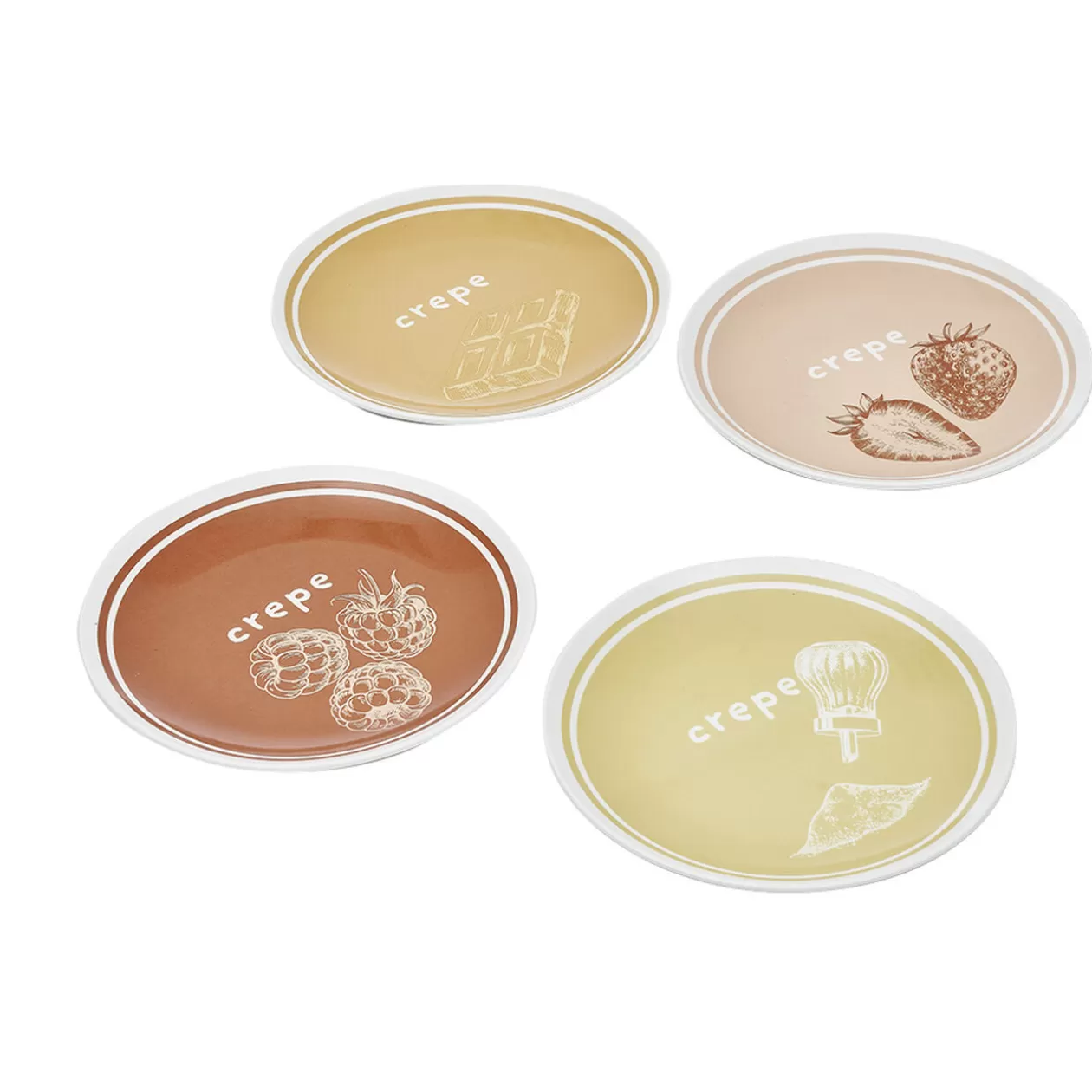 Lot de 4 assiettes à dessert porcelaine design crêpes>Gifi Sale