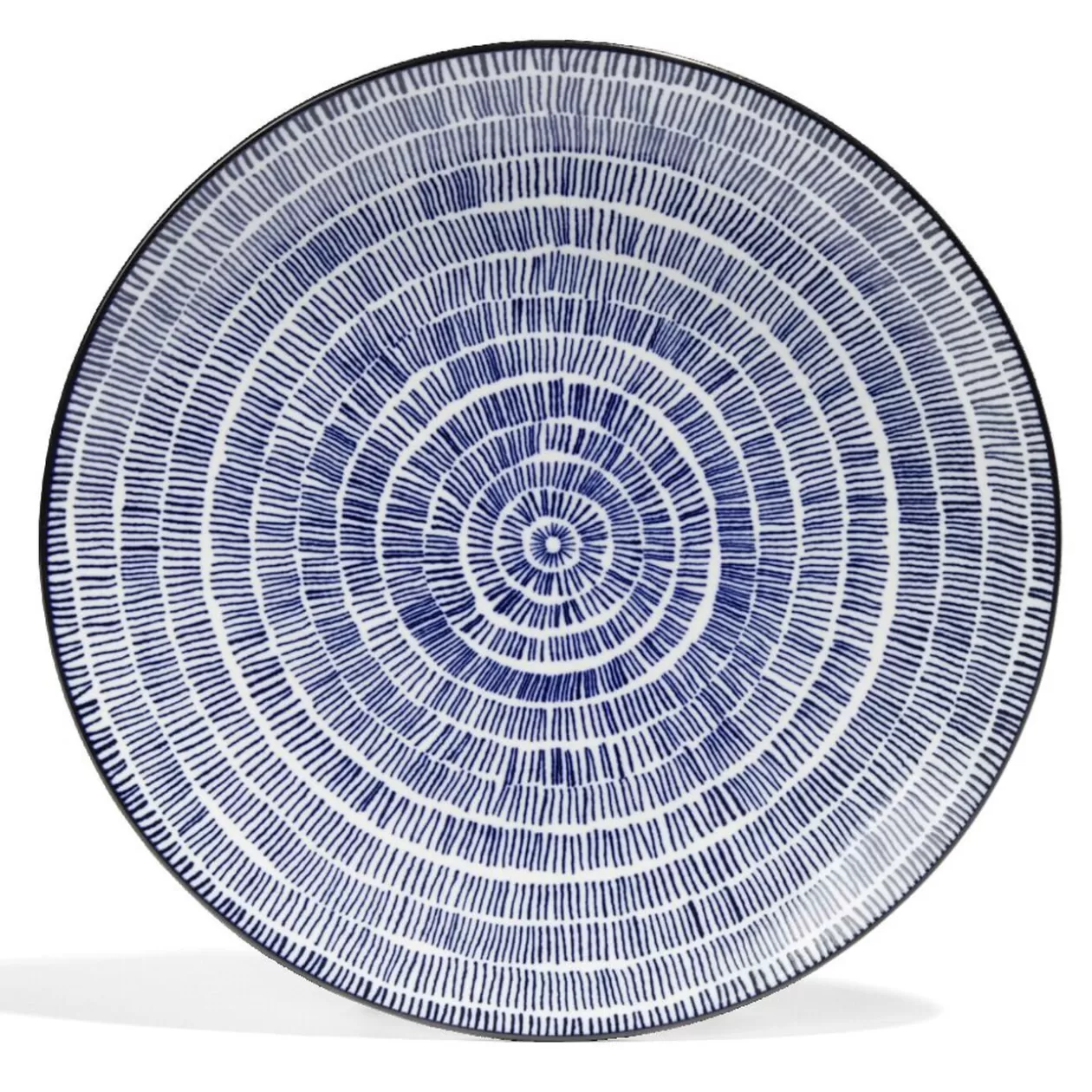 Lot de 4 assiettes plates Ø27cm porcelaine imprimé bleu et blanc>Gifi Flash Sale