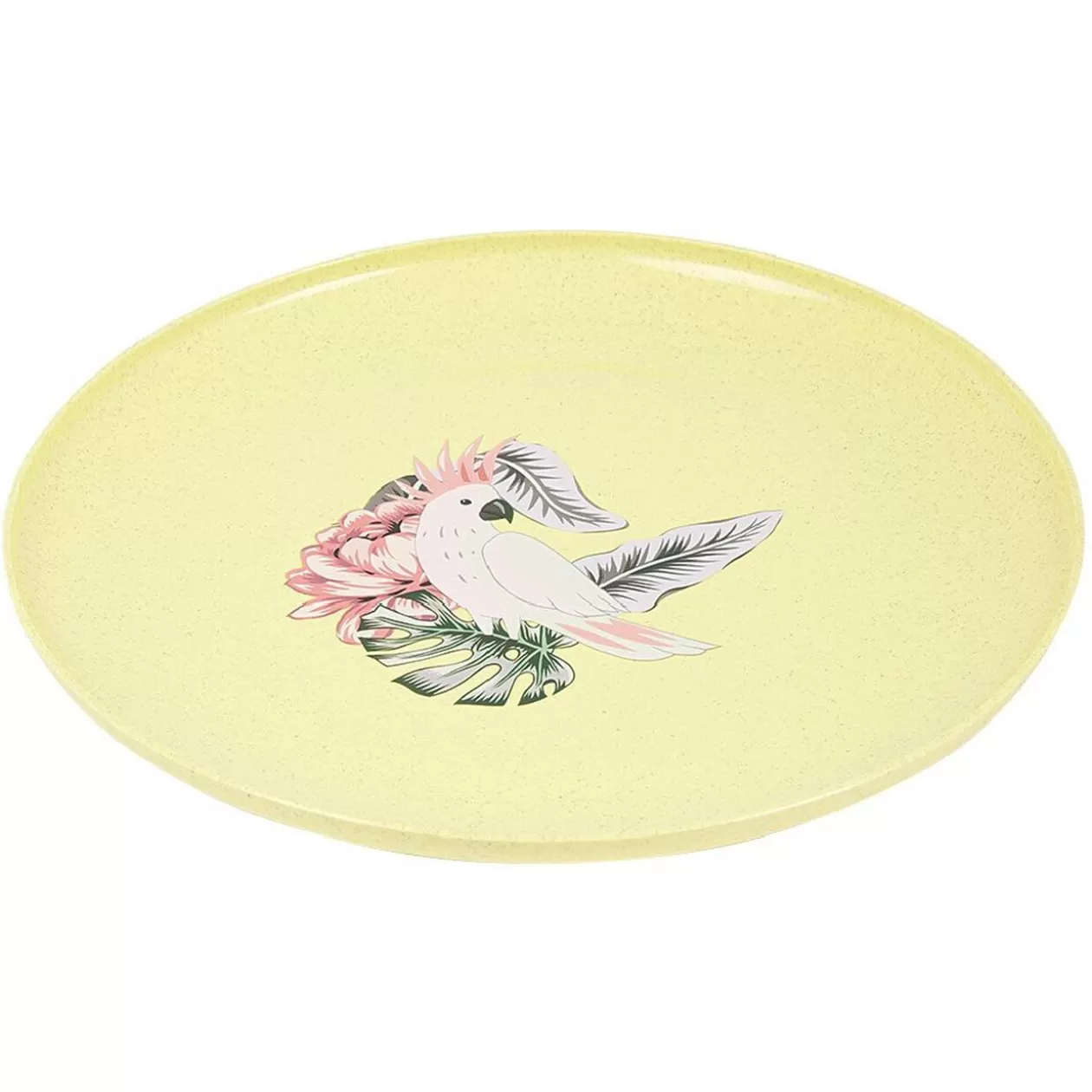Lot de 4 assiettes plates décor oiseau et feuille>Gifi Fashion