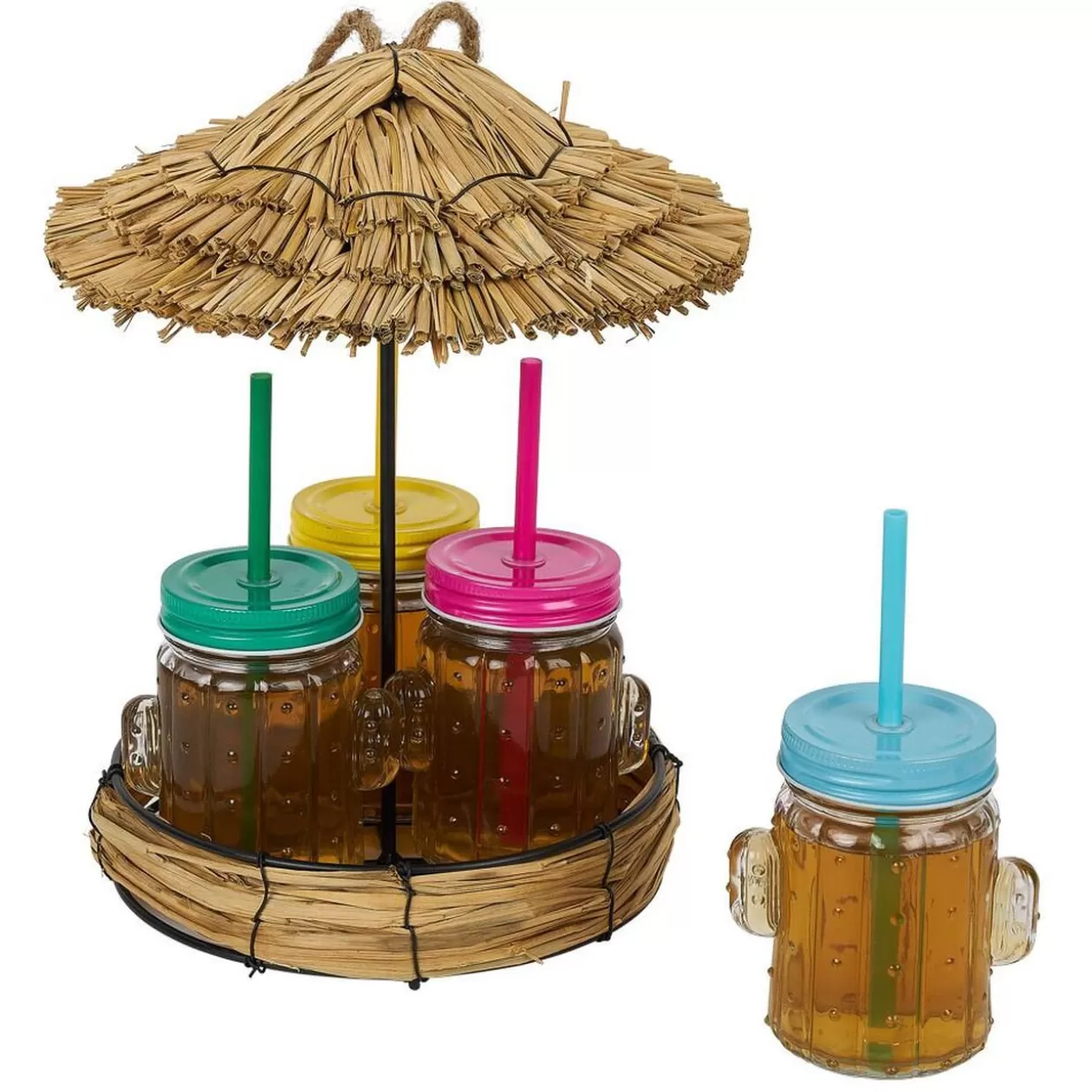 Lot de 4 gobelets à paille 260ml forme cactus dans décor estival>Gifi Hot