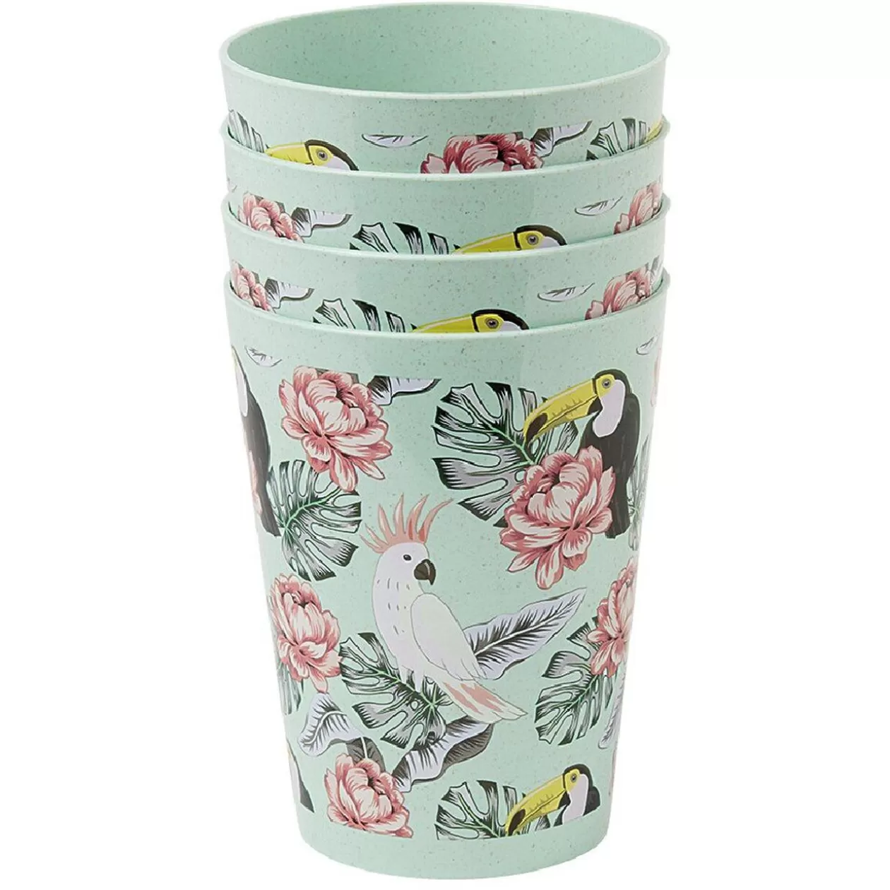 Gifi Lot de 4 gobelets décor oiseau et feuille 60 cl< Vaisselle Et Accessoires De Table