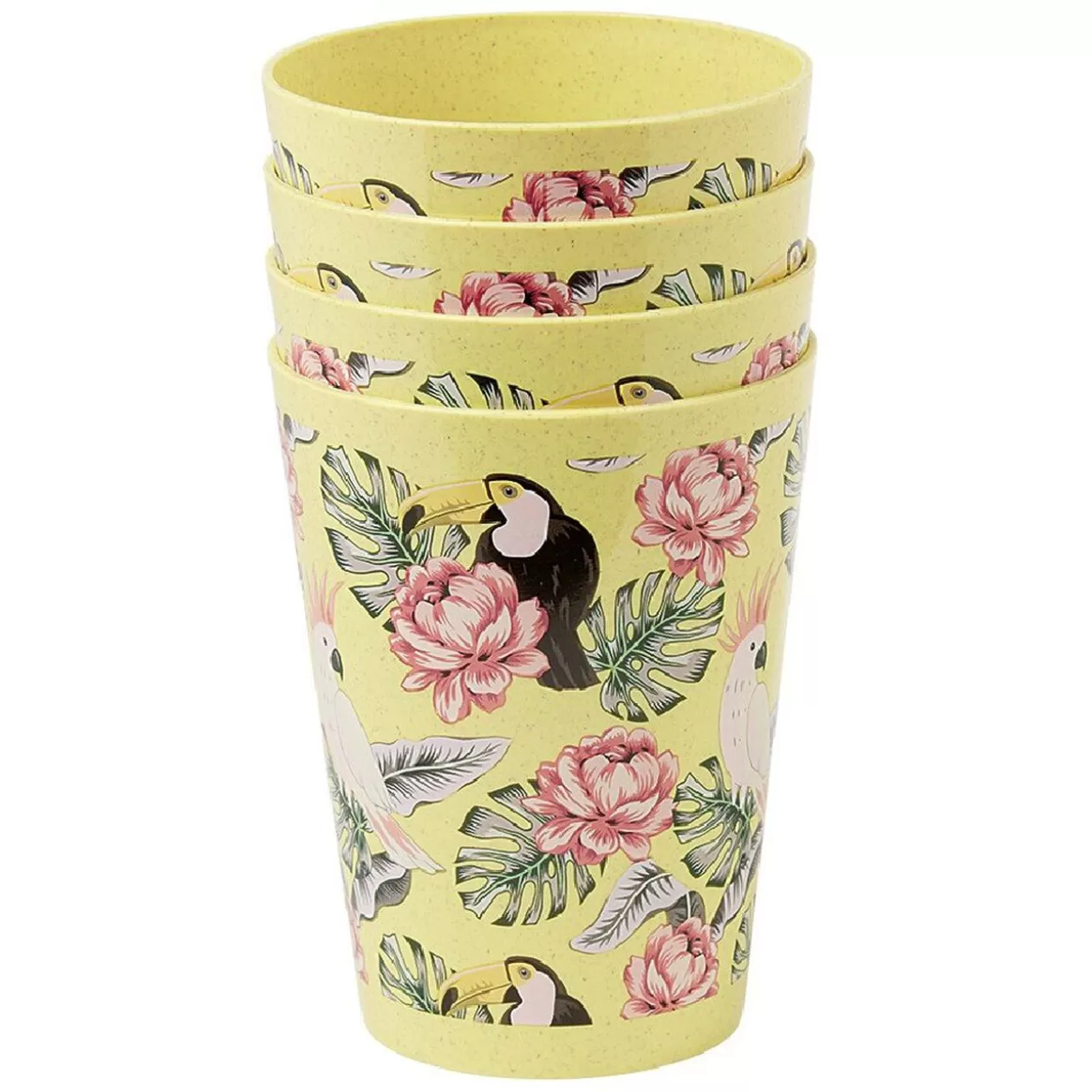 Gifi Lot de 4 gobelets décor oiseau et feuille 60 cl< Vaisselle Et Accessoires De Table