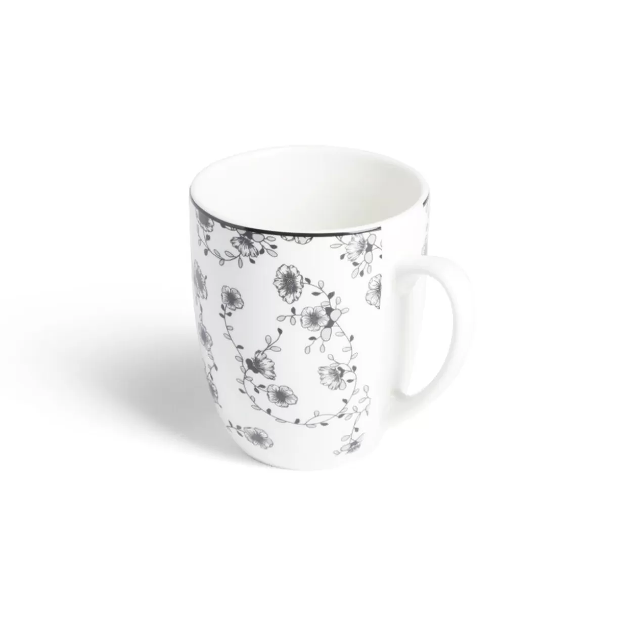 Lot de 4 mugs 200ml porcelaine Ø8,8x10,4cm noir et blanc>Gifi Best Sale