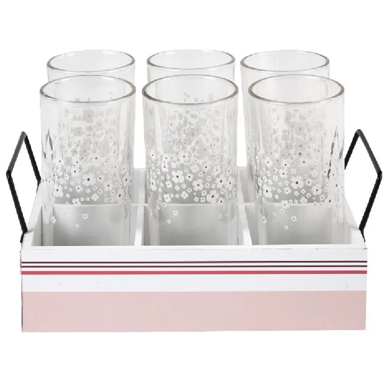 Lot de 6 verres hauts sur un plateau>Gifi Clearance