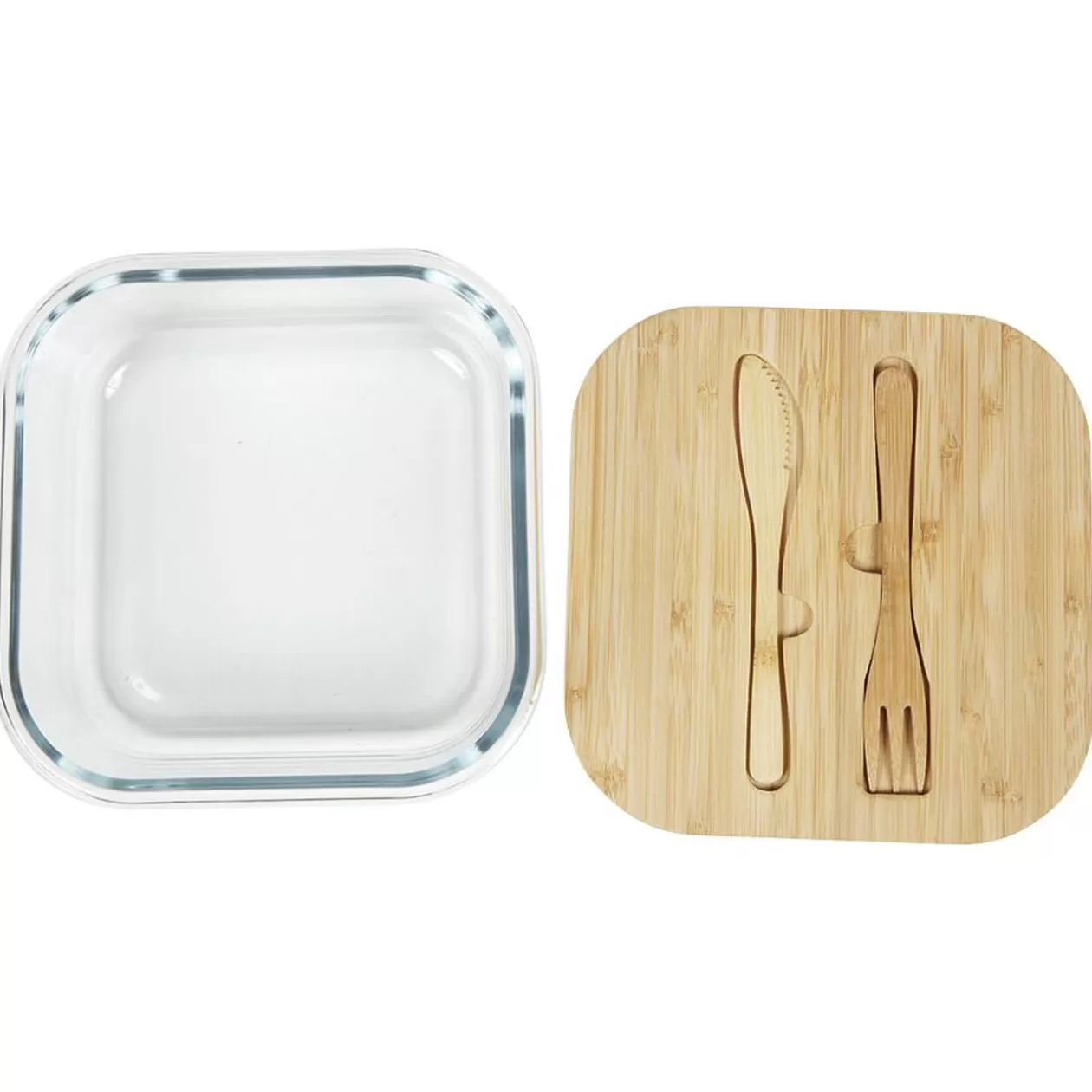 Gifi Luchbox avec couverts bambou et verre 1,1 L< Conservation Alimentaire