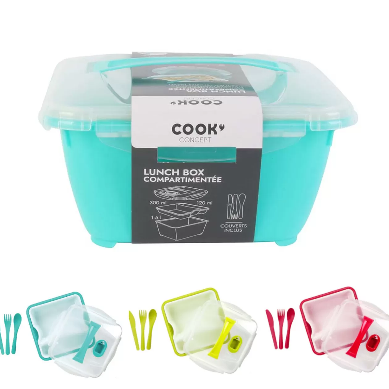 Gifi Lunch box compartimentée avec couverts< Conservation Alimentaire