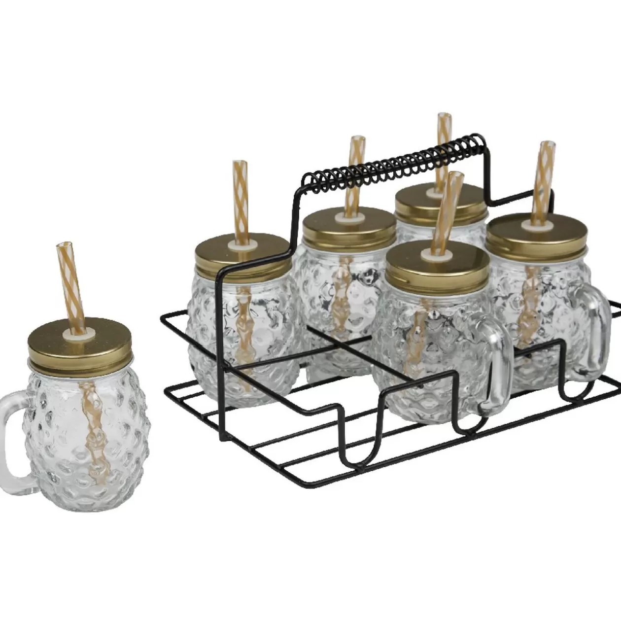 Mini gobelet en verre design ananas avec support métallique x6>Gifi Best Sale