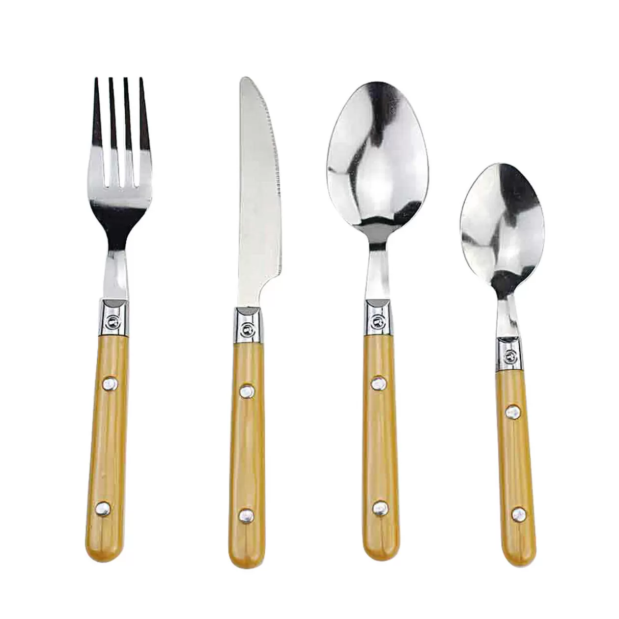Ménagère 16 pièces inox manche plastique jaune doré>Gifi Sale