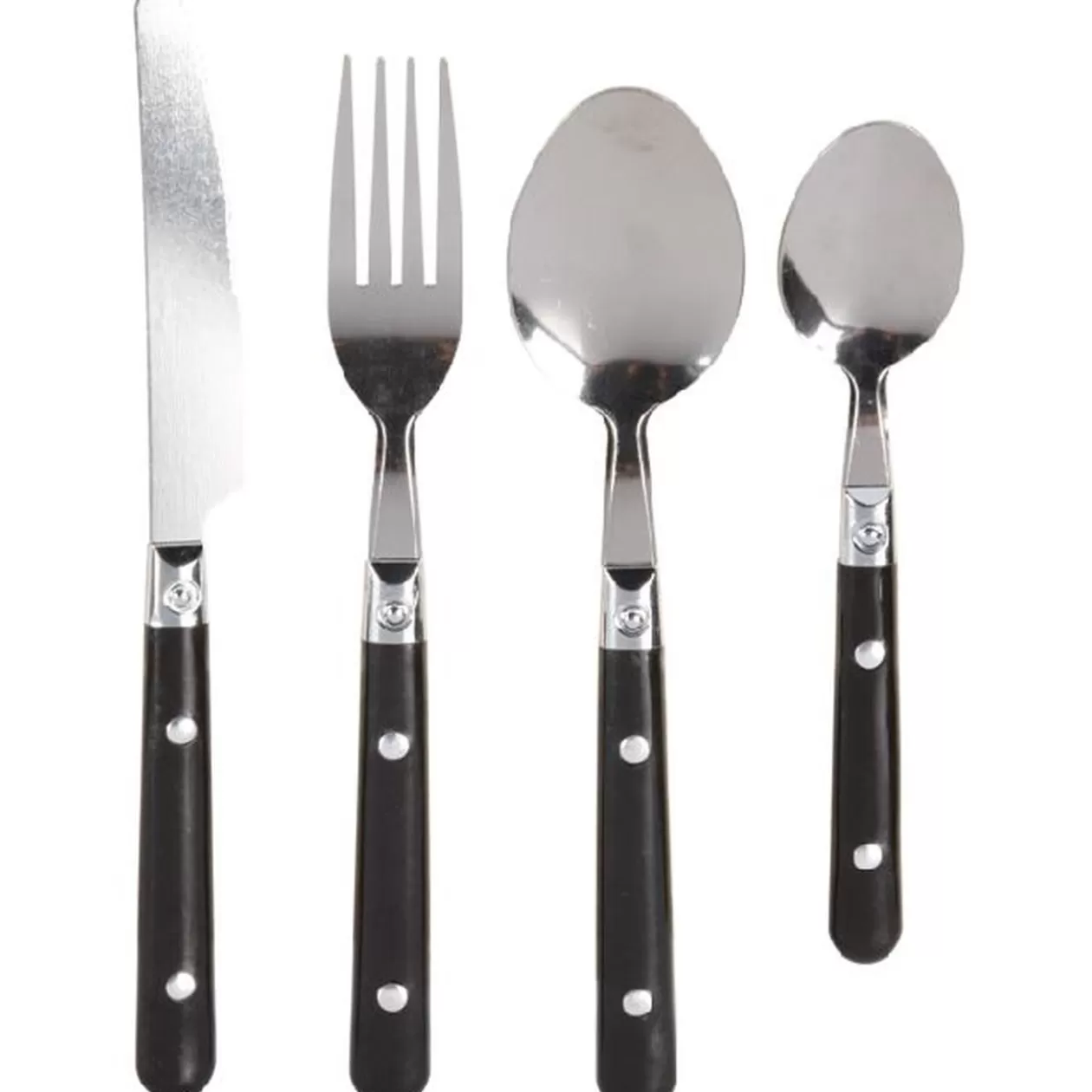 Ménagère 16 pièces inox manche plastique noir>Gifi Store