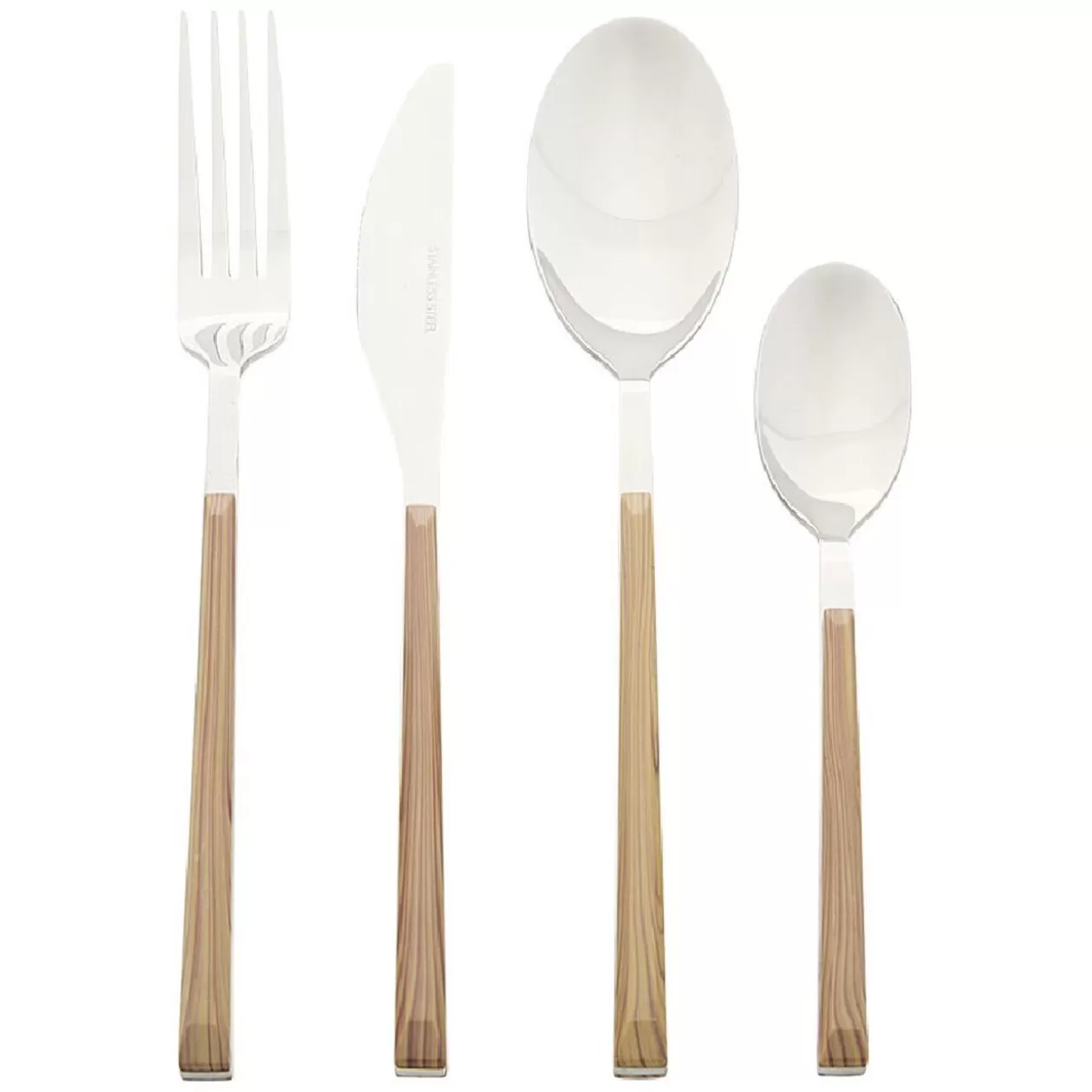 Ménagère 16 pièces manche imitation bois pour 4 personnes>Gifi Best
