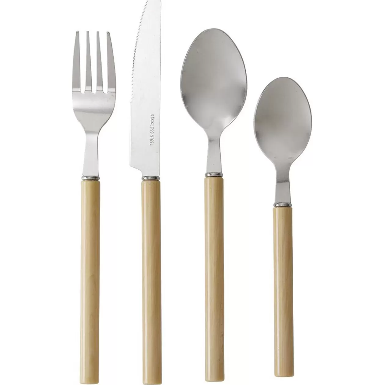 Ménagère 24 couverts inox manche plastique beige>Gifi Hot
