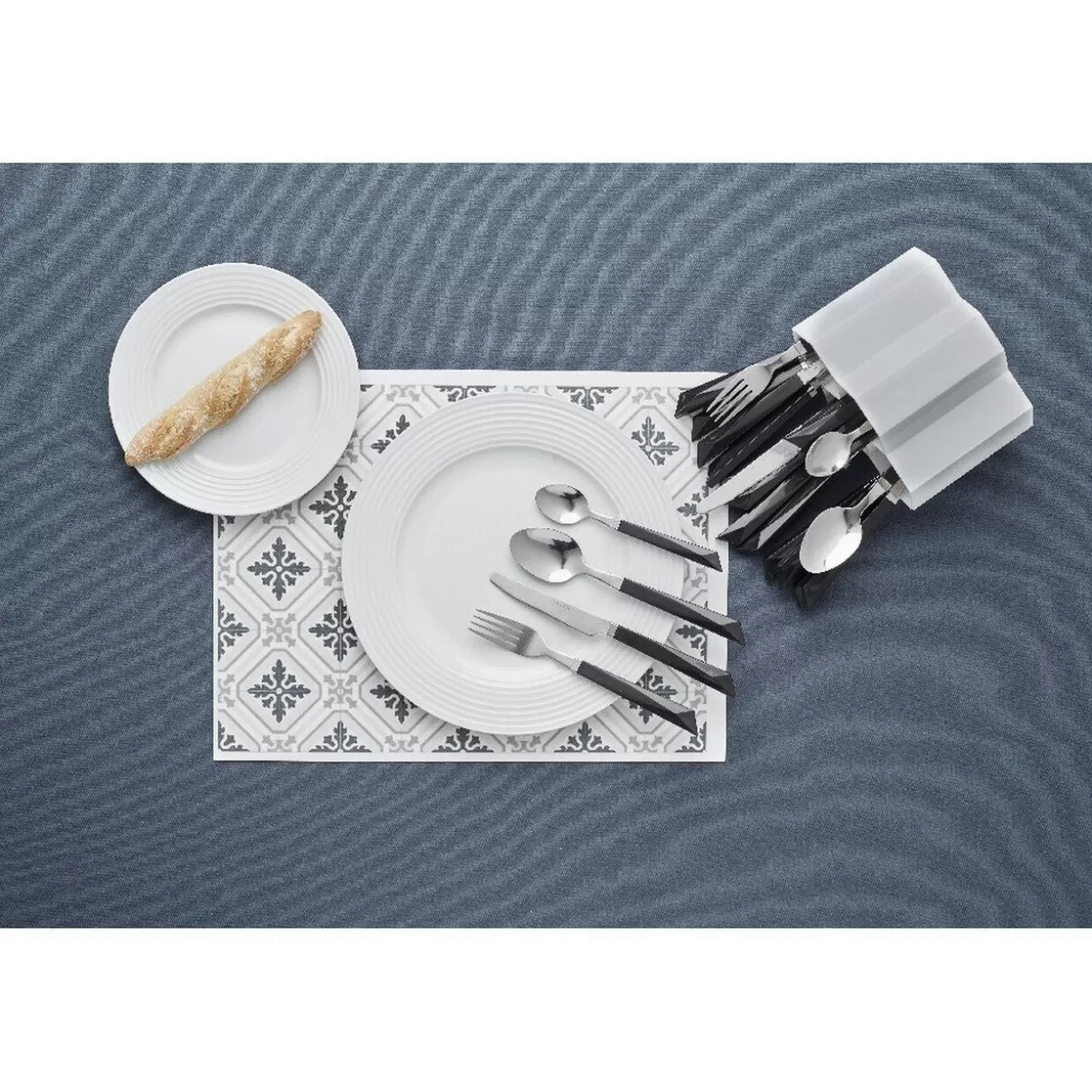 Gifi Ménagère 24 pièces et support de rangement blanc< Vaisselle Et Accessoires De Table