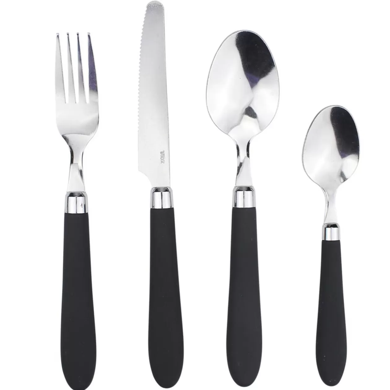 Ménagère 24 pièces inox manche antidérapant soft touch noir>Gifi Online
