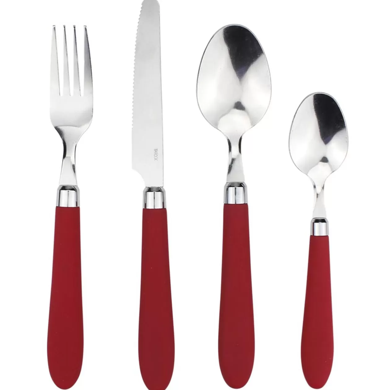 Ménagère 24 pièces inox manche antidérapant soft touch rouge>Gifi Cheap