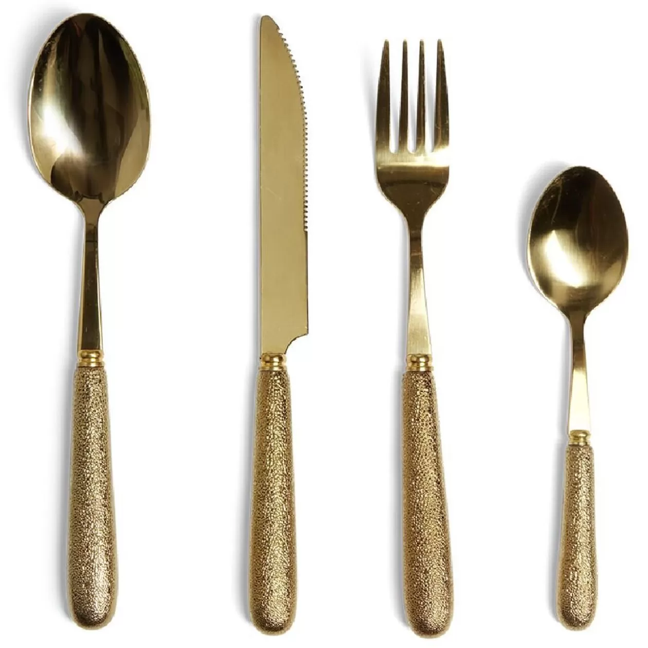 Ménagère inox doré x16 avec manche effet pigment relief>Gifi Best Sale