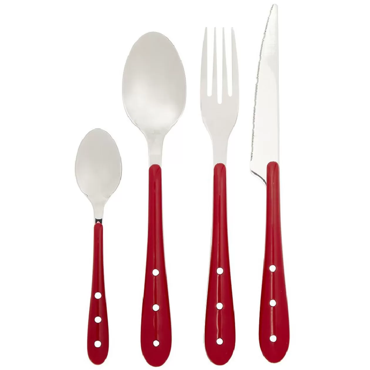 Ménagère Lisa D'Alban inox manche rouge 16 pièces>Gifi Shop