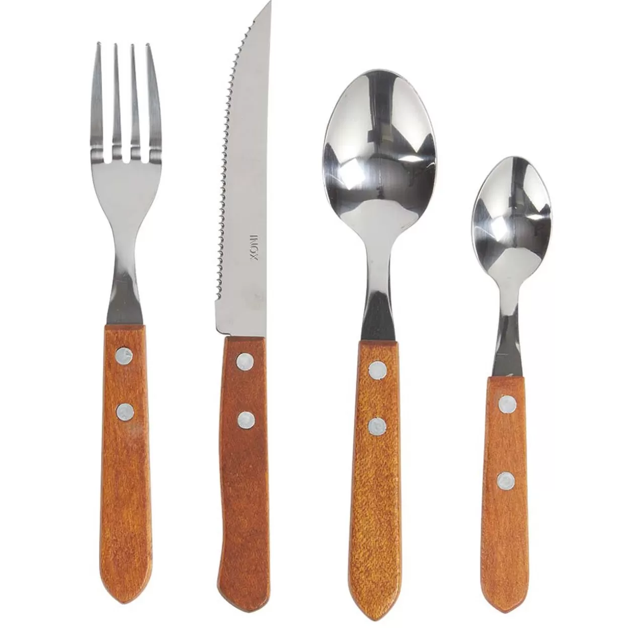 Ménagère traditionnelle bambou et inox 24 pièces>Gifi Shop
