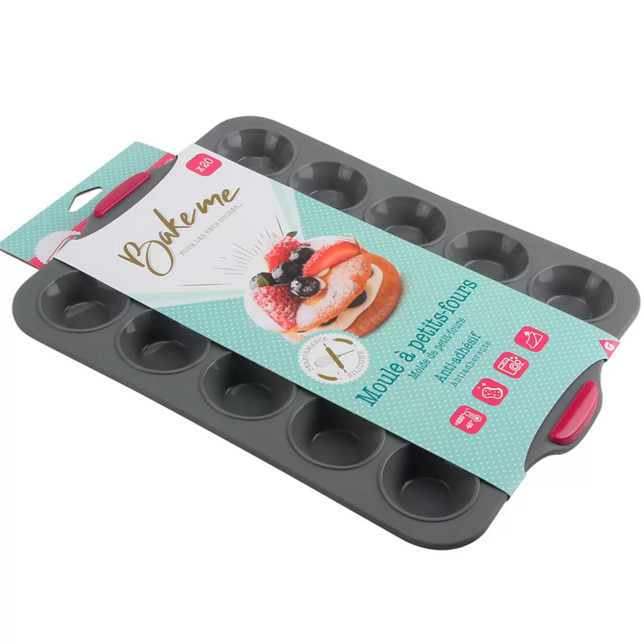 Gifi Moule petit four gris et rouge x20< Cuisson
